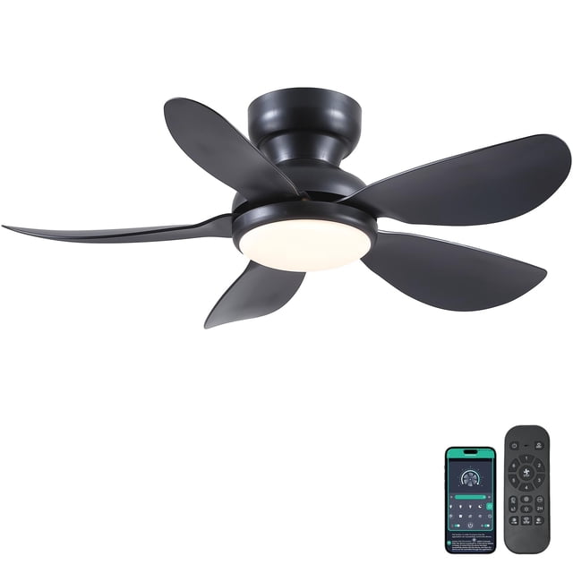 Ventilador de techo Kviflon de 36 pulgadas con luz y control remoto negro