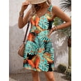 thumbnail image 4 of Vestido Zeagoo casual floral con cuello en V y cuello en V para mujer, 4 of 5