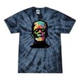 thumbnail image 1 of Wild Bobby, Colorful Technicolor Rainbow Frankenstein Face, Pop Culture, Tie-Dye Tees, Spiral Navy, Large, 1 of 3