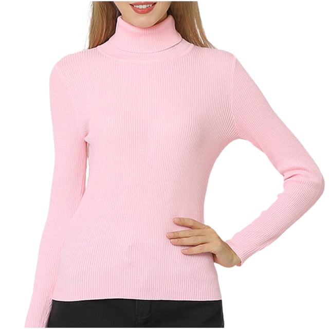 tarylea Womens Tops High Turtleneck Long Sleeve Sweater Slim Fitted Solid Color Pullover Casual Basic Fall Tops Trendy Shirts