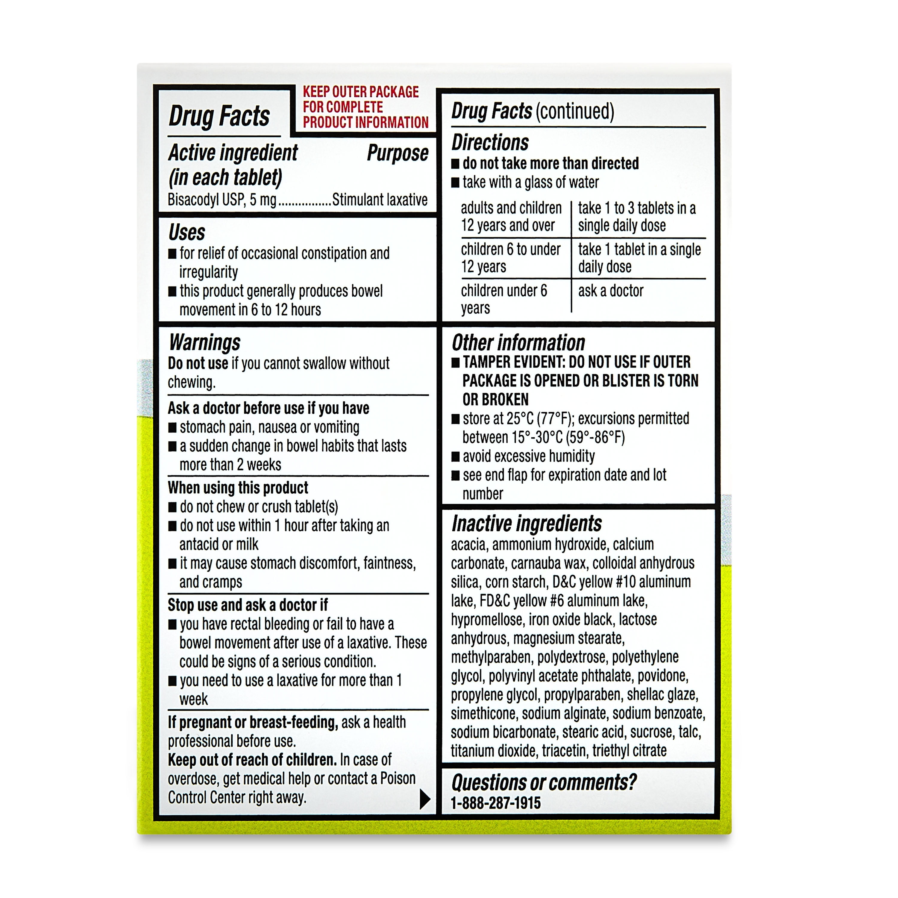 Equate Gentle Laxative Bisacodyl USP Constipation Relief, 5 mg, 8 Count