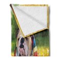 thumbnail image 2 of English Bulldog Soft Flannel Fleece Blanket, Dog in the Park with a Laptop and Rainbow Colored Scarf Funny Photography, Cozy Plush for Indoor and Outdoor Use, 50" x 60", Multicolor, by Ambesonne, 2 of 5