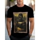 thumbnail image 1 of Camiseta con gráfico de Mona Lisa, cuello redondo informal, tejido de punto de poliéster ligeramente elástico, corte regular, diseño de arte abstracto, para hombre., 1 of 5