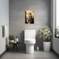 thumbnail image 2 of ZHONGYUTONG Funny Bathroom Wall Art Cat Reading Newspaper on Toilet Poster Prints Cute Animal Canvas Picture for Toilet Restroom Wall Decor Framed (12.00" x 18.00"), 2 of 6