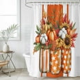 thumbnail image 6 of Polyester Fabric Burnt Orange Floral Shower Curtain, Rustic Pumpkin Sunflower Botanical Striped Waterproof Bathtub Curtain Bathroom Decor Set with Hooks 36 x 78 Inches, 6 of 6