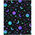 thumbnail image 6 of Mystical Bright Neon Sun Moon Star Blanket, Soft Blankets Flannel Bed Throw Cozy Lightweight Plush Gifts for Women Men Boys Girls Sofa Couch Bedroom Warm All Season, Home Decor, Small 50"x40", 6 of 6