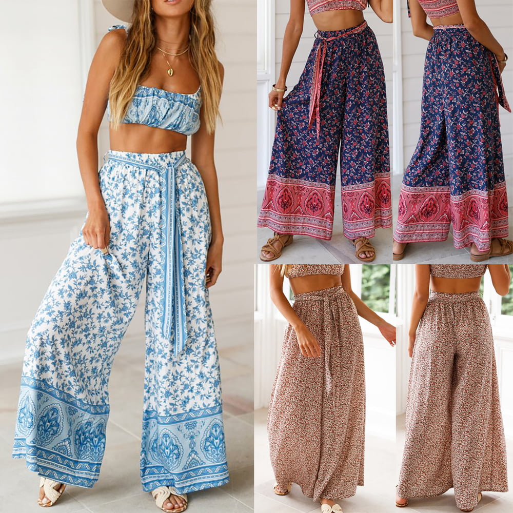 Doaraha Women/'s Harem Hippie Pants Baggy Hippy Bohemian Patterned High Wais Trousers for Yoga Summer Beach