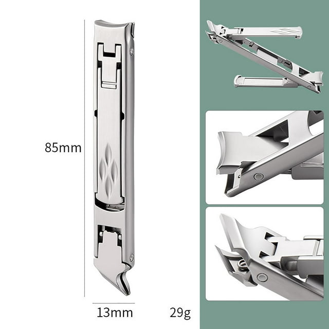 Fiudx Cortaúñas Plegable, Herramienta de Doble Cara, Cuchillas de Acero Inoxidable de Precisión, Mango Ergonómico Antideslizante, Ideal para Viajes, Ideal para El Hogar y para Regalar.