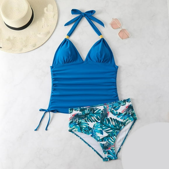 FcBaudy Maillots de Bain pour Femmes Deux Pièces Maillot de Bain pour Femmes Maillot de Bain pour Femmes Bikini Aguichant Maillot de Bain Couleur Unie Dos Nu Deux Pièces Haut en Acier Maillot de Bain Ensemble Femmes Maillot de Bain