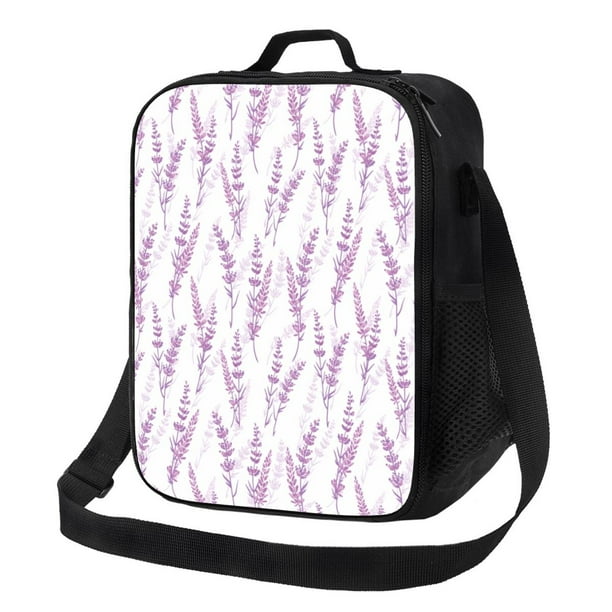 Disketp Lavender Flowers Bolsa Térmica Estampada para Almuerzo, Lonchera para Hombres y Mujeres Adultos