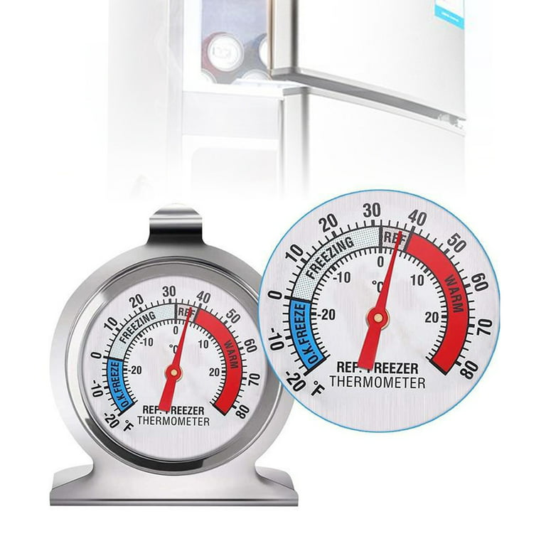Refrigerator Freezer Thermometer Fridge DIAL Type Stainless Steel Hanging  Stand