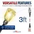 thumbnail image 5 of 10ft Outdoor/Indoor Extension Cord 14/3 Gauge Heavy Duty 3 Prong SJTW, Waterproof, ETL Listed, Flexible Cold-Resistant Long Power Cord,125 Amp 1875W, Yellow by LifeSupplyUSA, 5 of 8