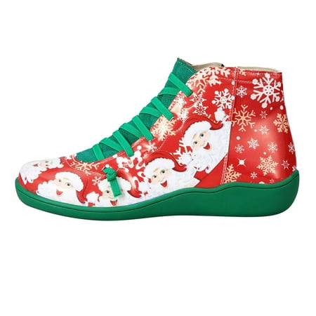 

nsendm Boots for Women with Fringe Comfortable Short Shoes Printing Flat Boots for Women Booties Fashion with Buckle Shoes Green 9.5