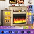 thumbnail image 3 of 60" Electric Fireplace with Mantel, LED Fireplace TV Stand for up 65" 70" Flat Screen TVs, Tall Entertainment Center with Glass-Doors & Glass-Shelves, 3 of 10