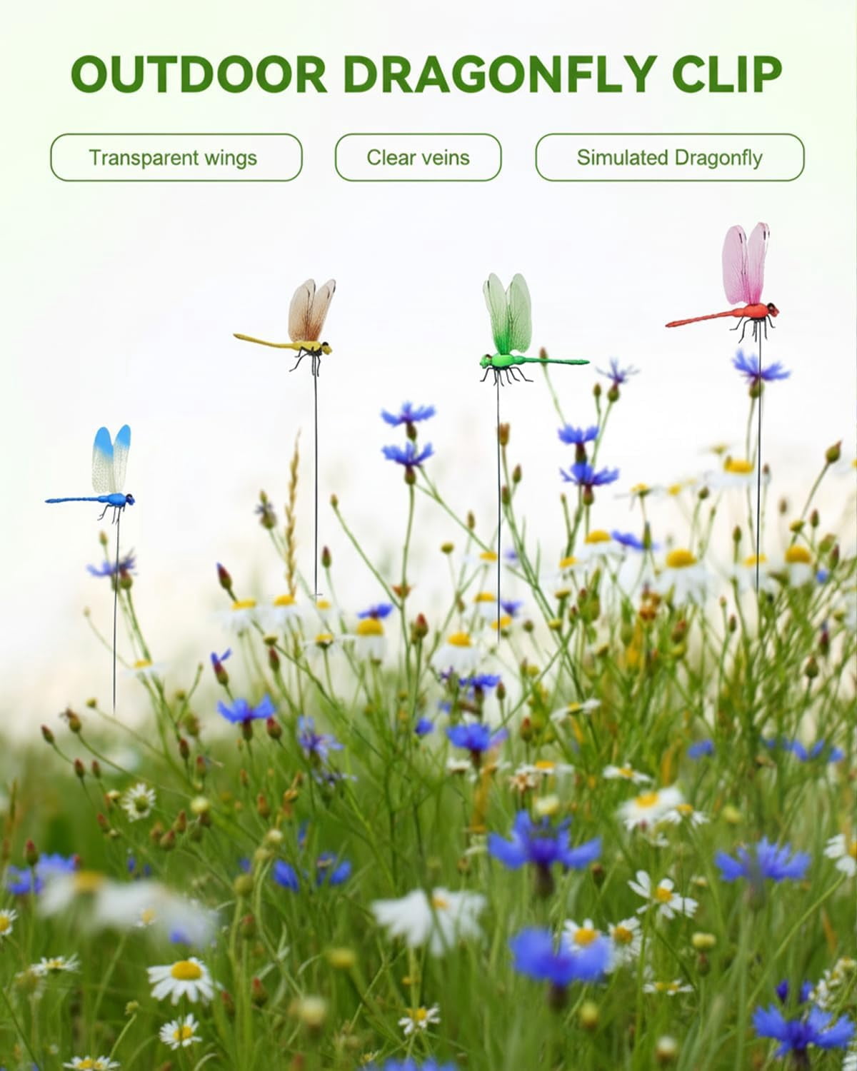 40 PCS Dragonfly Clips for Bugs Repellent Outdoor, 3D Artificial Dragonfly Garden Stakes Decor, Dragonfly Clips to Keep Bugs Away Yard Patio Hat Golf (4 Color Set)