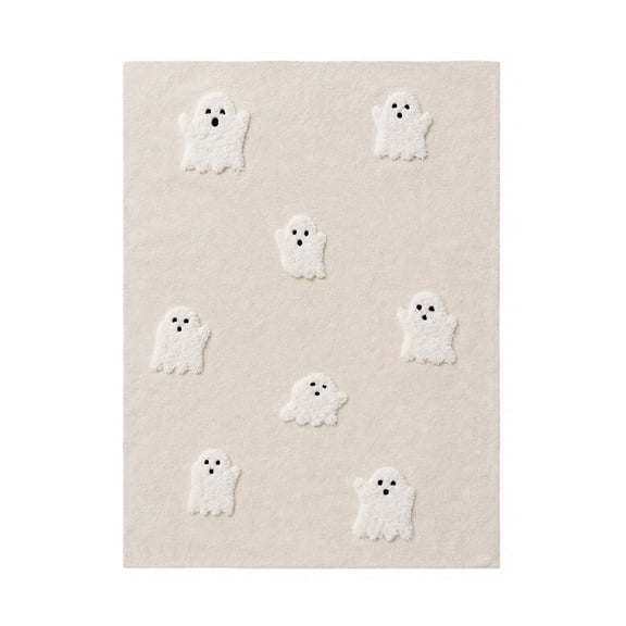 Ghost Throw Blanket, 3D Tufted Halloween Throw Blankets for Couch, Super Soft Plush Fleece Spooky Autumn Sherpa Blanket for Sofa Chair Bed, Cute Holiday Decor Gift, 28"x39"