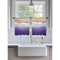 thumbnail image 3 of Sheer Curtains 54 Inch Length 2 Panels Set for Kitchen, Purple Ombre Stripe Semi Sheer Curtains for Windows, Abstract Summer Beach Coastal Voile Window Treatments Rod Pocket Curtain, 3 of 7