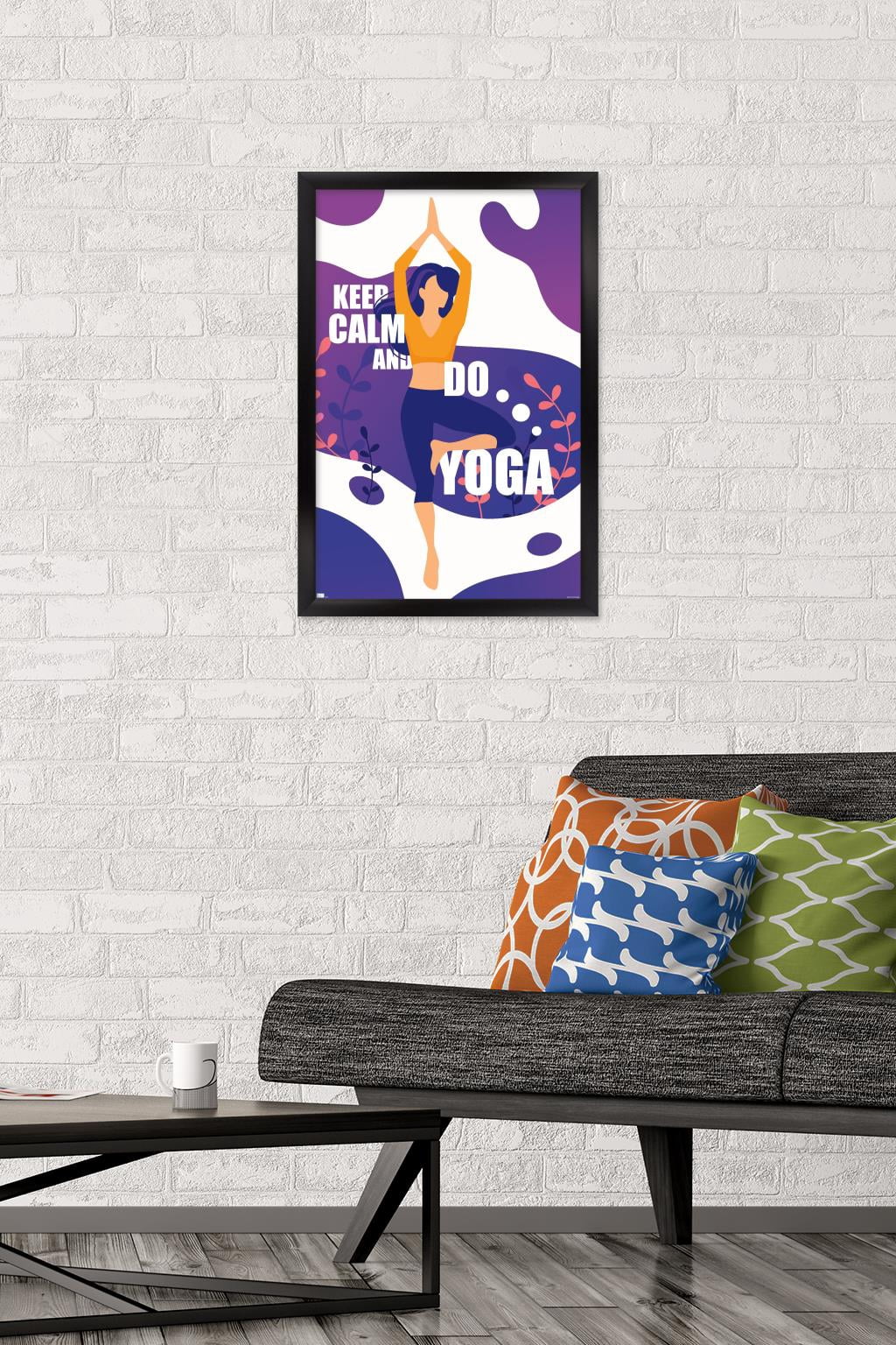 Keep Calm and Do Yoga Wall Poster, 14.725" x 22.375" Framed