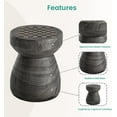 thumbnail image 6 of SUNBURY Outdoor Side Table, 14" Small Outdoor End Table, Patio Side Tables w Chessboard, Round Outdoors Concrete Side Tables, Garden Stool Plant Stand for Porch, Backyard (Grey), 6 of 16