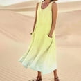 thumbnail image 2 of Sngxgn Women's Casual Loose Sundress Long Dress Sleeveless Split Maxi Dresses Summer Beach Dress with Pockets(Yellow,XXL), 2 of 6