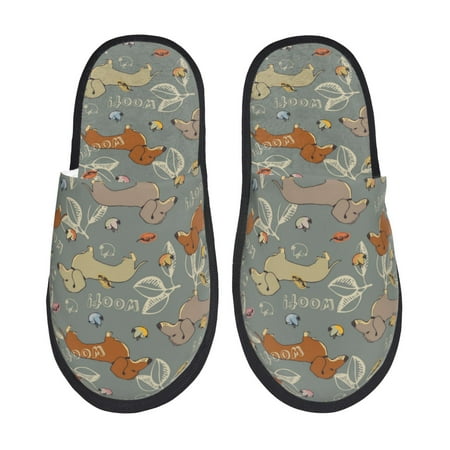 

Slippers for Women/Men - Dachshund Dog Puppy No.1009 Soft Plush Warm Slip-on Slippers House Slippers Indoor House Shoes