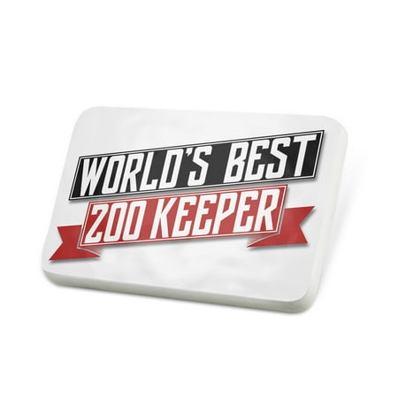 Porcelein Pin Worlds Best Zoo Keeper Lapel Badge – (Best Zoo In The World 2019)