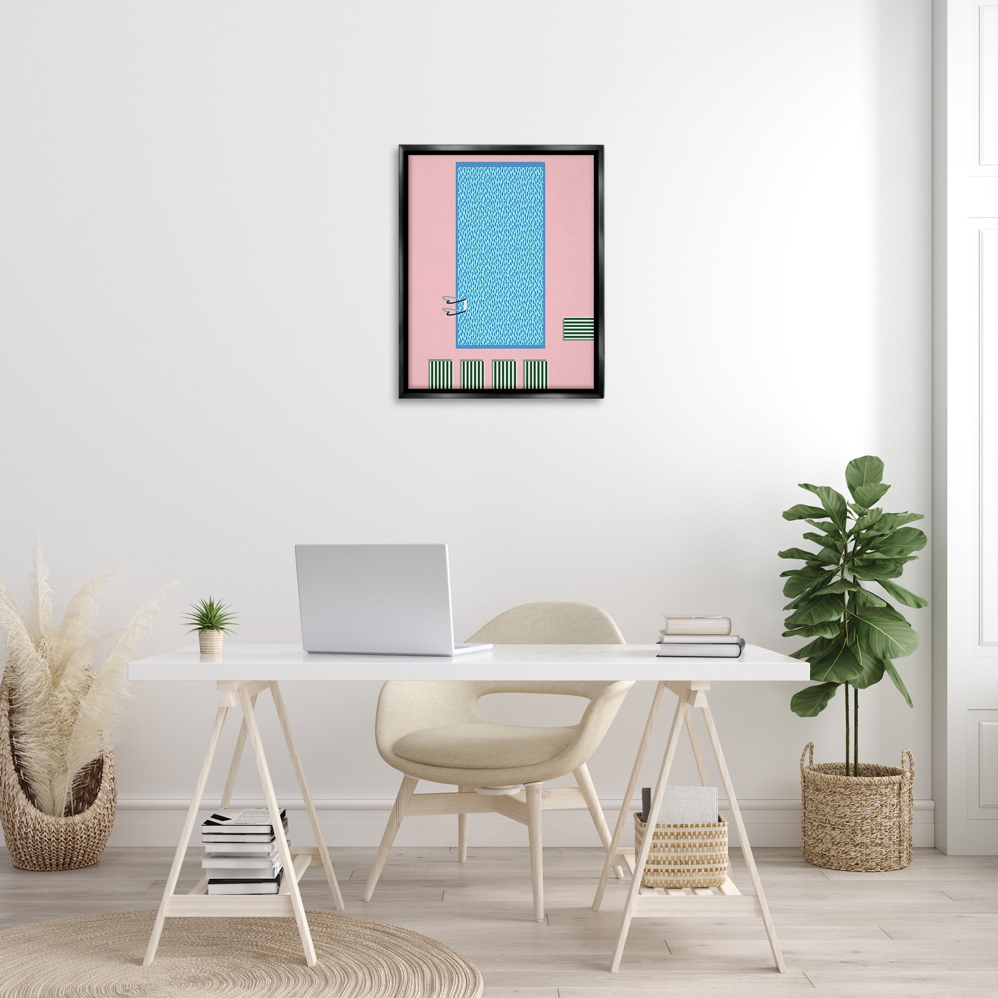 Stupell Industries Abstract Summer Pool Nature Painting Black Floater Framed Canvas Art Print Wall Art, 25 x 31