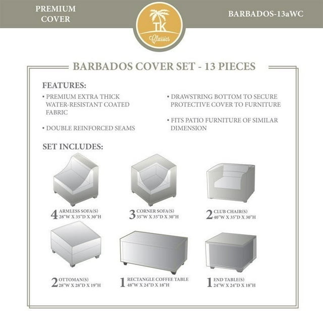 Barbados Ensemble de Housses Tout Temps 13 Pcs en Beige