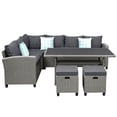 thumbnail image 3 of Patio Furniture Set, 5 Piece Outdoor Conversation Set, Dining Table Chair with Ottoman and Throw Pillows(As same as WY000076EAA) 05AAE, 3 of 9