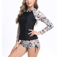 thumbnail image 5 of VBTAPA Long Sleeve Rash Guard Swimsuit for Women Two Piece Bathing Suit with Boyshorts Floral Print Swimming Suits Prime Sales of The Day Multicolor L, 5 of 8