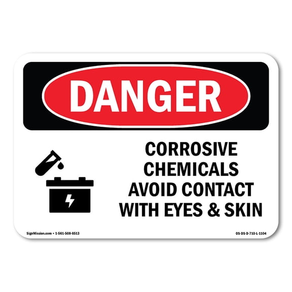 OSHA Danger Sign - Corrosive Chemicals Avoid Contact | Decal | Protect Your Business, Construction Site, Warehouse & Shop Area |  Made in The USA