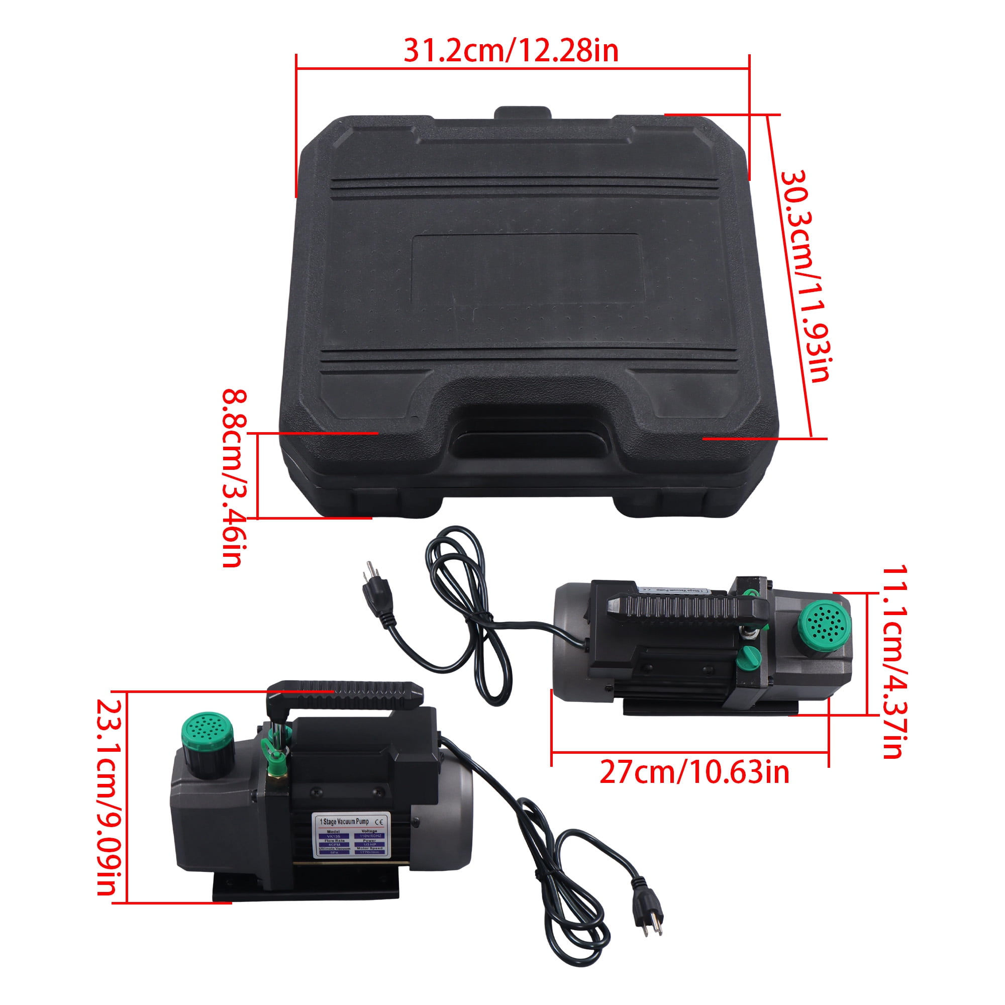 waltyotur Vacuum Pump 4CFM 1/3HP 3000 psi (20.7 MPa) Vacuum Pump Black