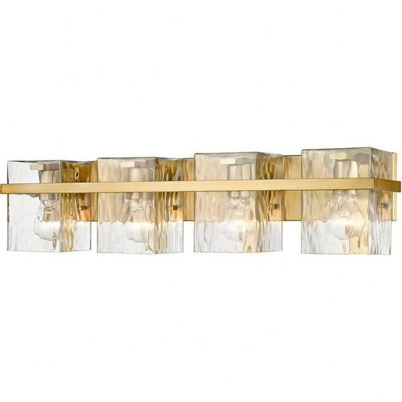4 Light Traditional Steel Vanity Light Fixture with Clear Glass-7 inches H By 29.25 inches W-Modern Gold Finish Bailey Street Home 372-Bel-4619889