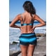 thumbnail image 1 of ABPHQTO Bikini y bañador push up con sombreado sombreado en azul y negro para mujer, 1 of 5