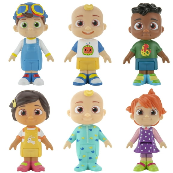 CoComelon Official Friends and Family Figure Set with Coloring Page, 3" (6 Pack)