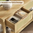 thumbnail image 6 of NEILA Console Table with 2 Drawers – Bohemian Rattan Entryway Table, Rustic Design with Burlywood Grain, Perfect for Living Room or Hallway,Oak, 6 of 7
