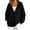 Black, variant on Women Full Zip Hooded Jacket Sevevn Drawstring Dual Side Pockets Long Sleeve Loose Casual Sweatshirt Outerwear For Spring Fall Daily Wear
