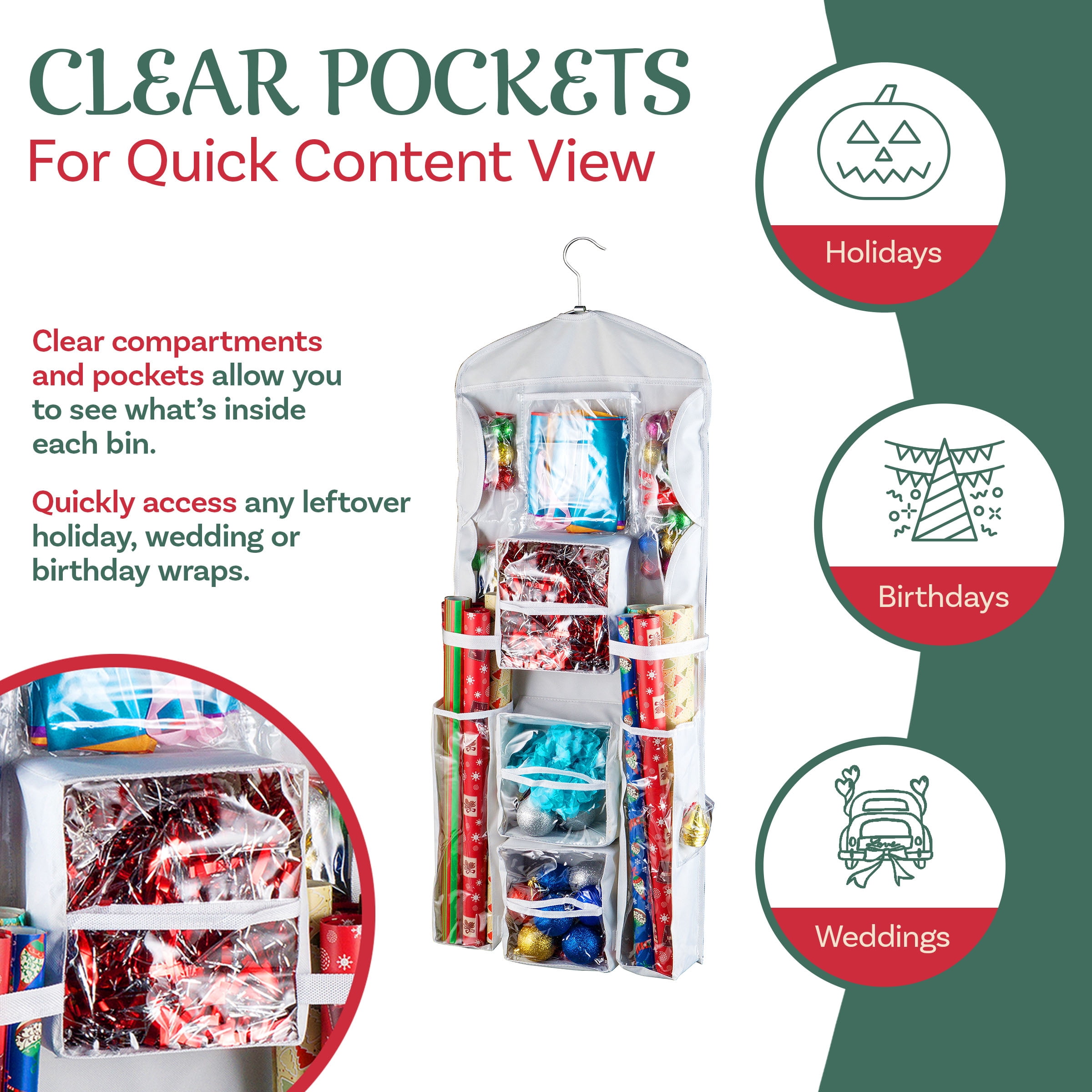 Elf Stor Wrapping Paper Storage Organizers- 2 Pack