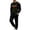 A Army Green, variant on Men's Casual Sports Two-Piece Set - Color-Blocked Round-Neck Top With Elasticated Bottom Pants Set Black Xxl