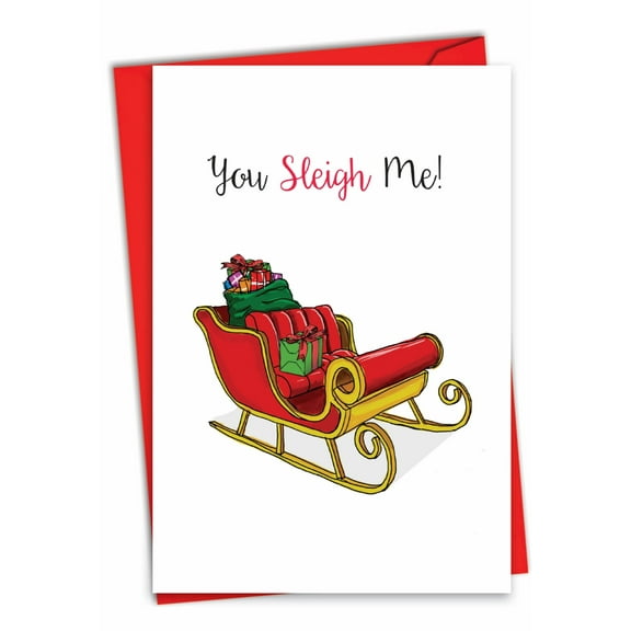 1 Christmas Card with Envelope - Punny Holidays Sleigh Me C7122AXSG
