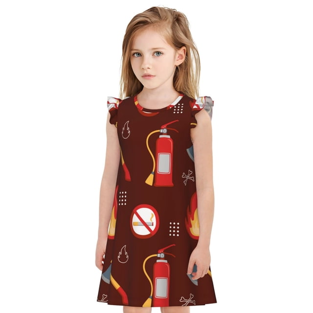 Vsdgher Extincteur pour Filles Chemises de Nuit Manches Courtes à Volants Robe de Nuit Pyjama pour Fête Pyjama-Moyen