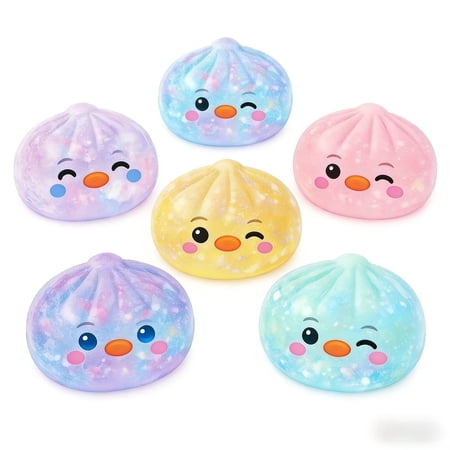 Stijggn Squishys Dumpling Squeeze Toys Glitter Dumpling Mystery Toys Soft Squeeze Decompression Dough