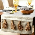 thumbnail image 4 of Decorative Gold Table Runner 6 - 8 Seater Table Runner (14 x 90 inch), Foil & Tassels Table Runner, Suede fabric Table Linen, Solid Color Pattern Modern Style - Kayla, 4 of 4