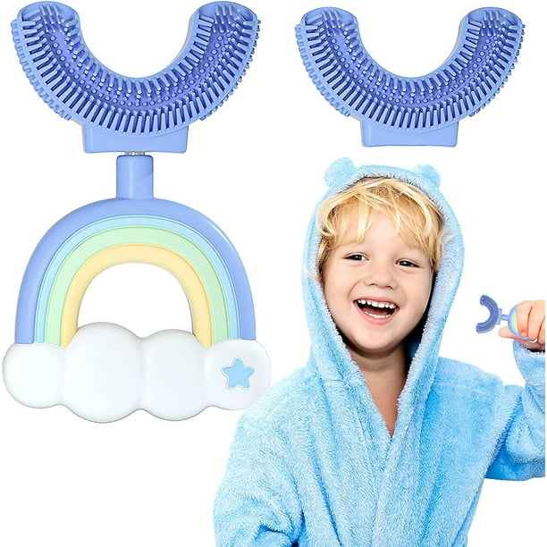 Cepillo de dientes en forma de U para niños Cabezal de cepillo de silicona doble extra suave, 360 dientes orales Diseño de limpieza completo, cepillos de dientes de masaje para niños pequeños y C ShuxiuWang 8390605826429