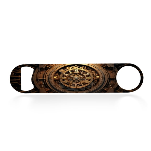 Flat Bottle Opener Heavy Duty Stainless Steel Bottle Opener Beer Flask Tools ​for Kitchen Bar Restaurant, 7 Inch - Steampunk-Style Clock with Gears and Cogs