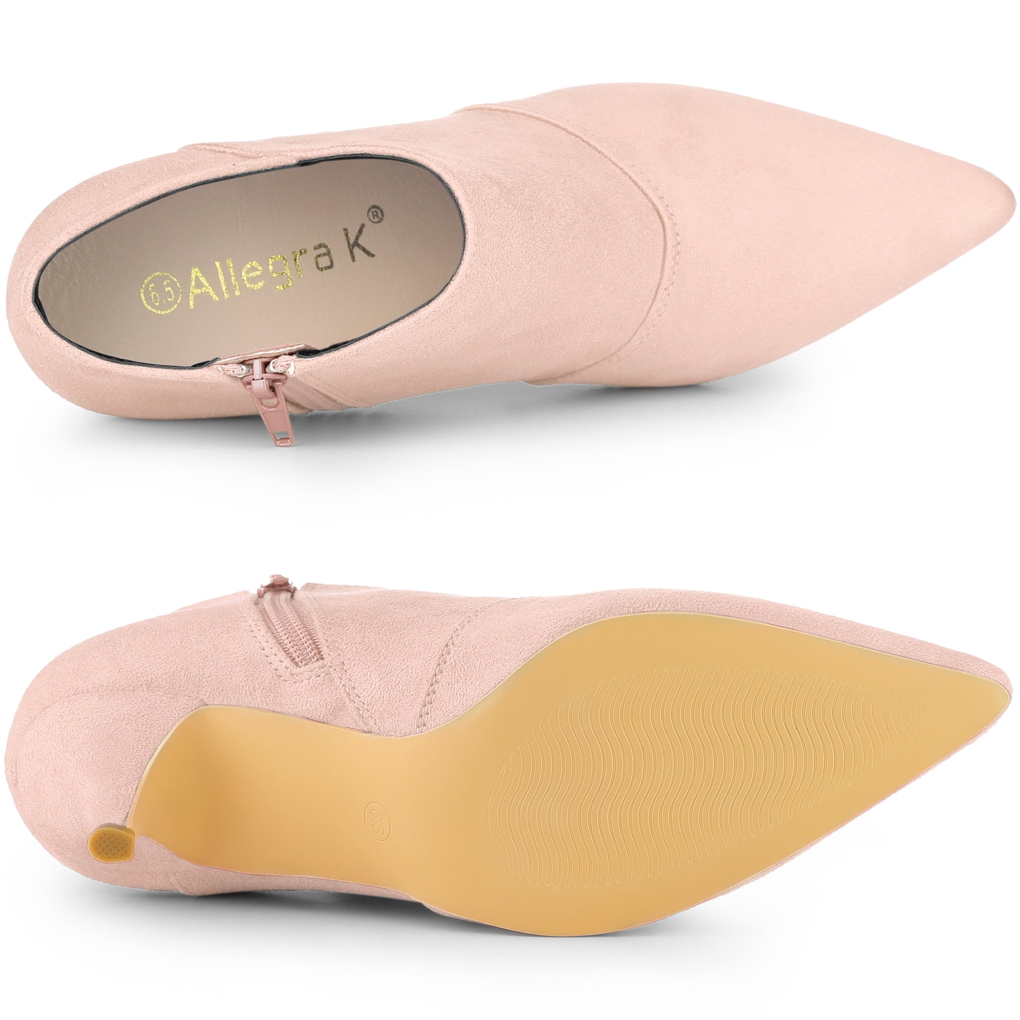 DARING DIVA Women's Pointed Toe Kitten Heel Cutout Ankle Boots Dust Pink 8.5