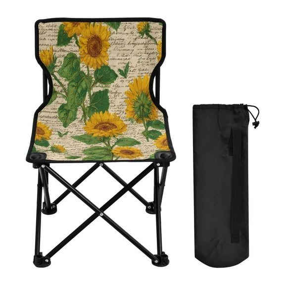 Folding Chair Camping Chair For Camping Picnicking Outdoor Beach and Travel Retro-chic Sunflowers