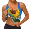 thumbnail image 3 of Fotbe Blue Sky Sunflower Sujetador Deportivo Largo sin Aros para Mujer con Almohadillas y Soporte Medio, Transpirable y Absorbente, Camiseta Tipo Chaleco o Tank Top-Large, 3 of 8