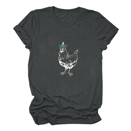 

Corset Top Long Sleeve Workout Tops for Women Women s Short Sleeve T-shirt Good Luck Chicken Farmer Funny Letter Print Tops Valentines Shirts for Women White Shirts for Women Clearance Gray M