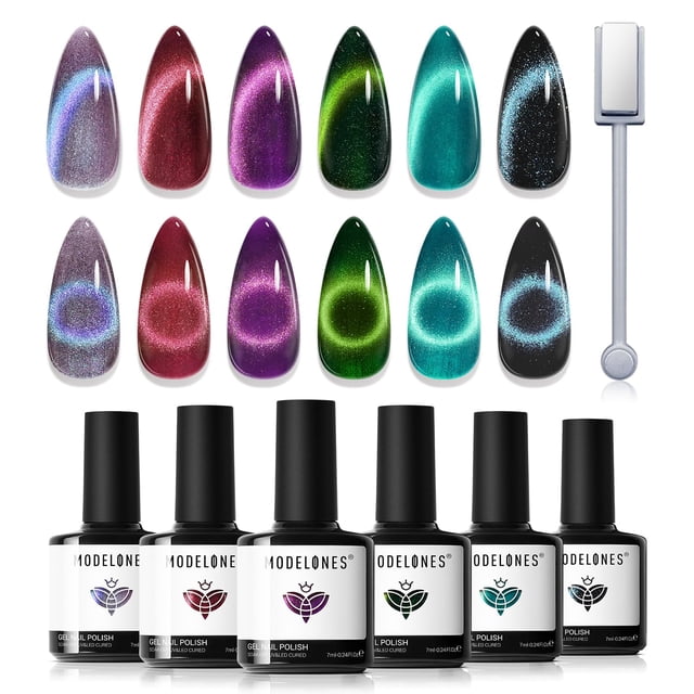 Set de esmaltes de uñas Modelones Cat Eye Gel 6 colores con imán